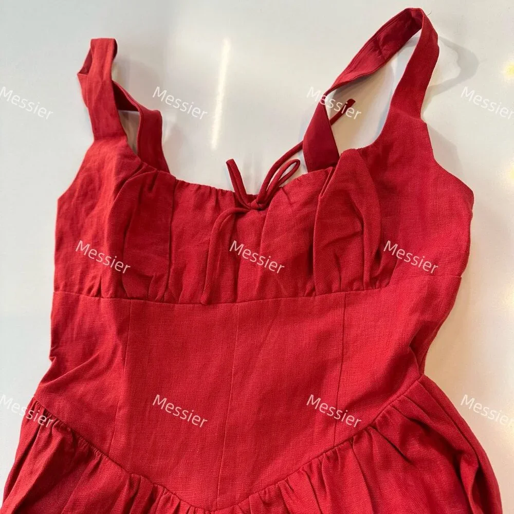 Reformation Balia Linen Dress in Sundried Tomato - Picture 7 of 9